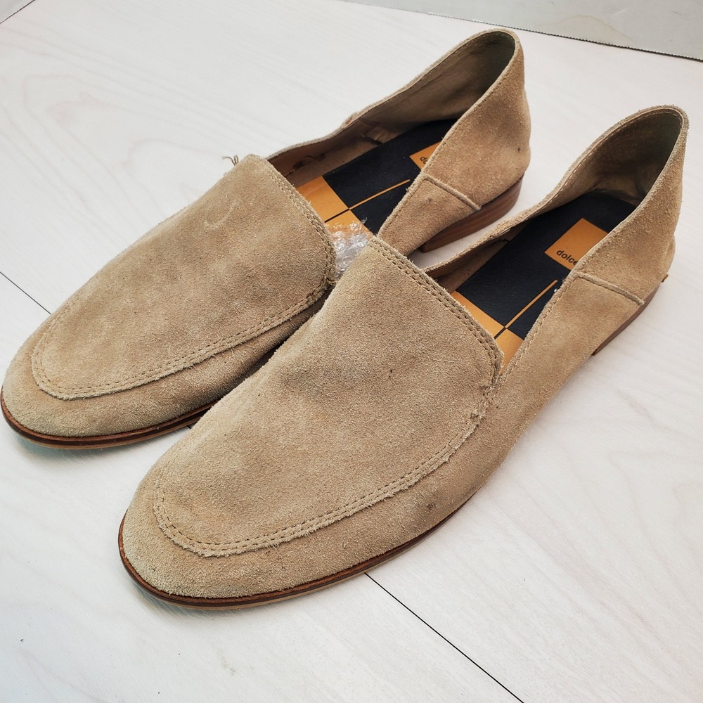 Dolce Vita‎ Womens Tan Suede Slip On Loafers Flats Size 12 Almond Toe Low Heel
